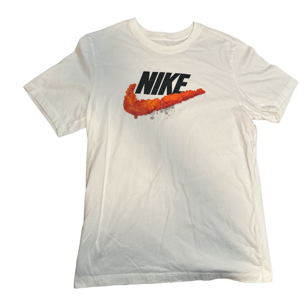 Nike Sportswear Men's 'Deep Fried' Icon Futura T-Shirt  White/Orange DM2279 SZ M